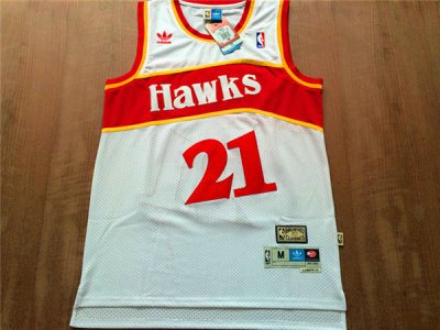 Maillot De Basket Eastern Atlanta Hawks Dominique Wilkins 21 Engrener Retro Blanc